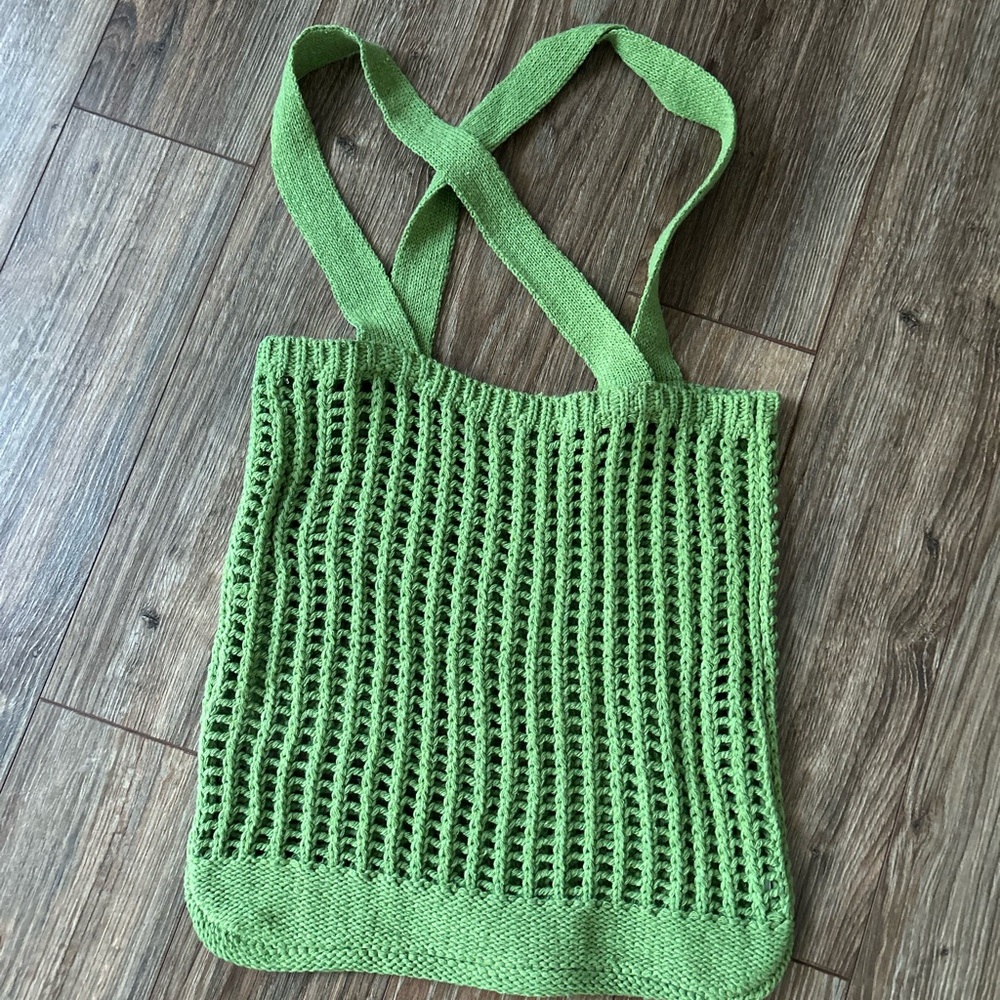 Lime Green Mesh Tote Bag with Open Weave Design